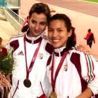 Vincze Dorina és Nguyen Anasztázia az eredményhírdetés után Doha 09