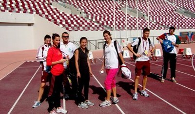 A magyar csapat a dohai stadionban